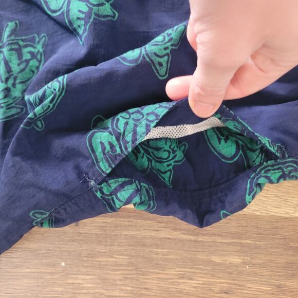 Lands' End Men's Large 36-38 Navy Blue & Green Turtle Swim Trunk Shorts Elastic - Picture 8 of 10